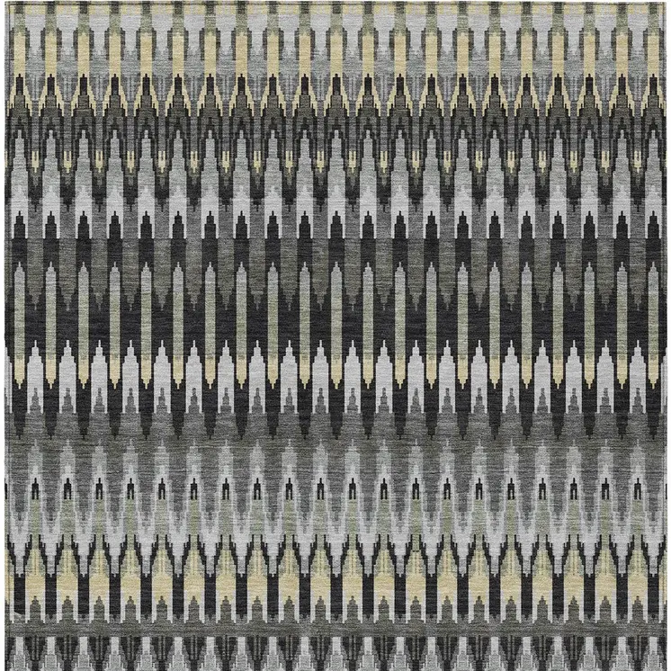 9' X 12' Charcoal Gray And Beige Southwestern Washable Indoor Outdoor Area Rug