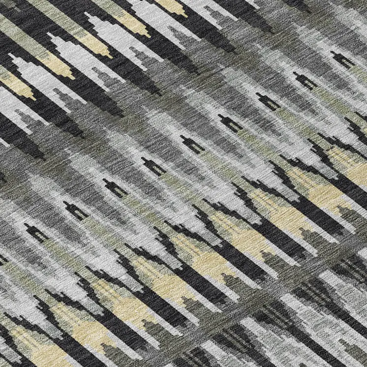 9' X 12' Charcoal Gray And Beige Southwestern Washable Indoor Outdoor Area Rug
