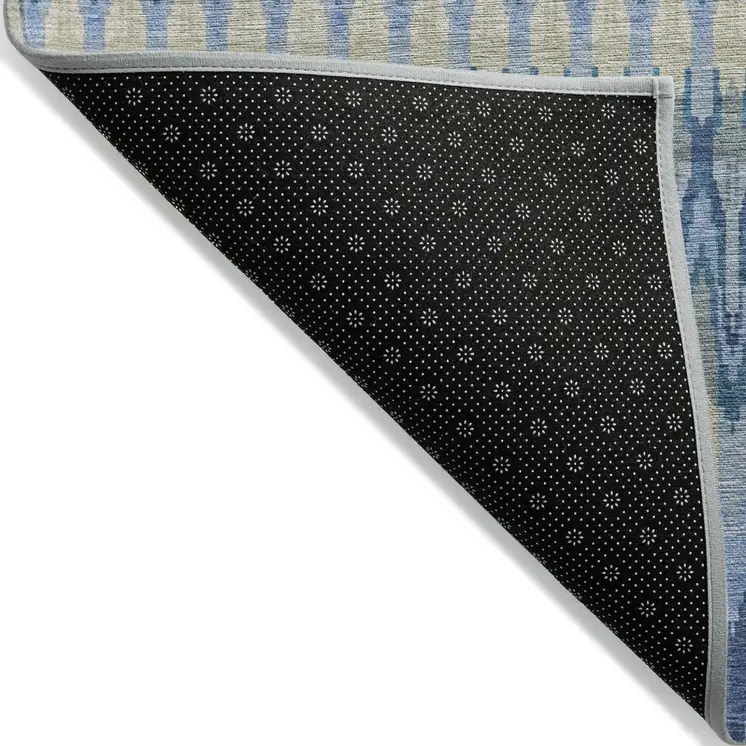 3' X 5' Denim Blue And Sky Blue Southwestern Washable Indoor Outdoor Area Rug