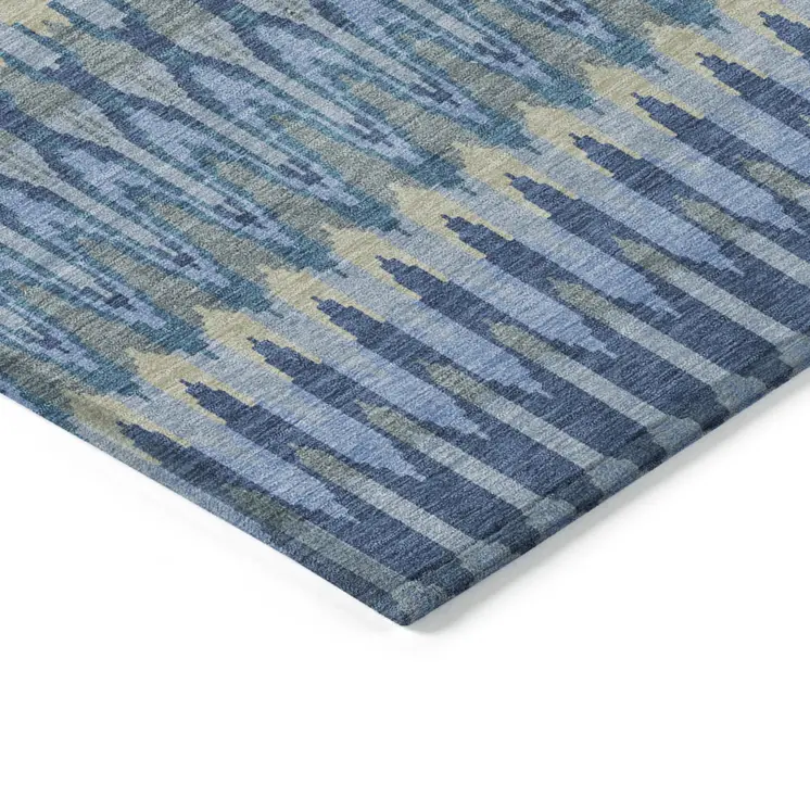 5' X 8' Denim Blue And Sky Blue Southwestern Washable Indoor Outdoor Area Rug