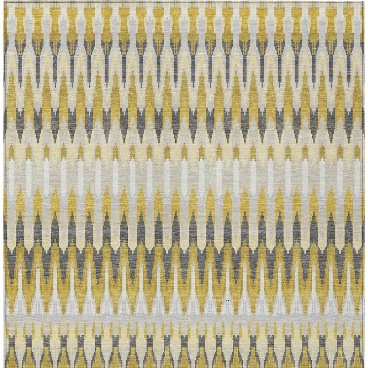3' X 5' Gold Beige And Gray Southwestern Washable Indoor Outdoor Area Rug