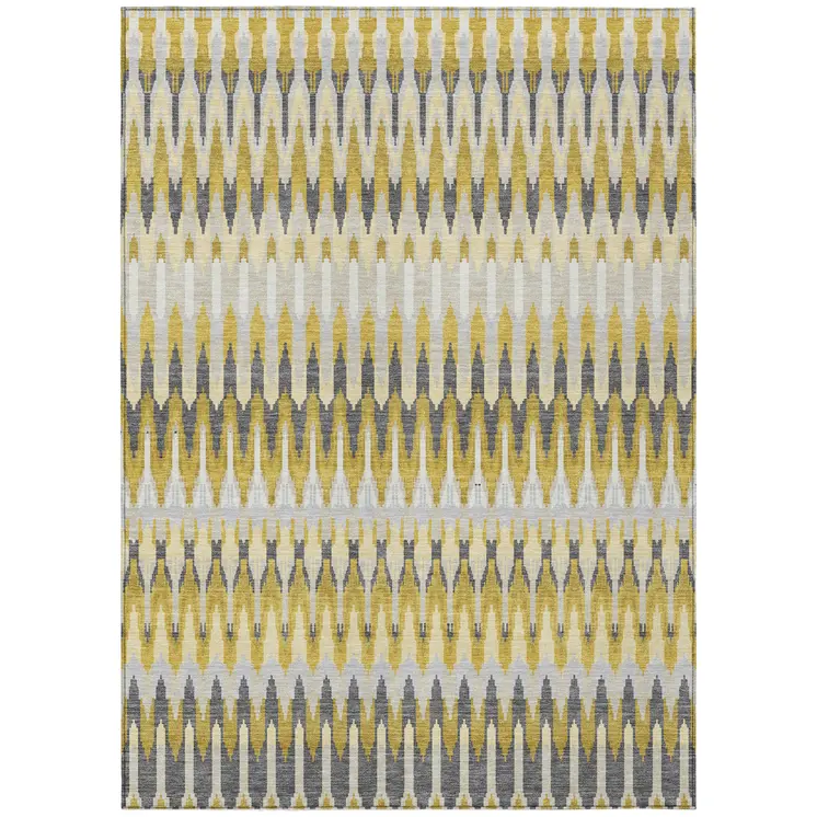 3' X 5' Gold Beige And Gray Southwestern Washable Indoor Outdoor Area Rug