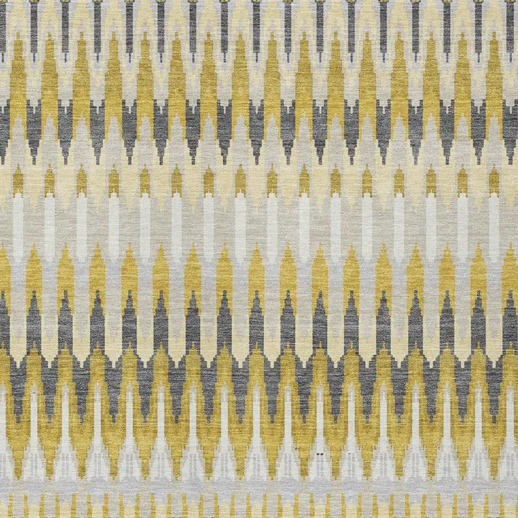 5' X 8' Gold Beige And Gray Southwestern Washable Indoor Outdoor Area Rug