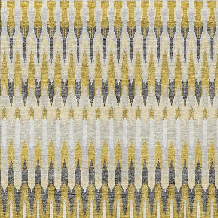 9' X 12' Gold Beige And Gray Southwestern Washable Indoor Outdoor Area Rug