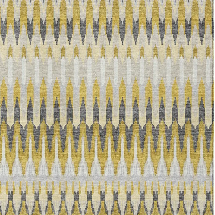 10' X 14' Gold Beige And Gray Southwestern Washable Indoor Outdoor Area Rug