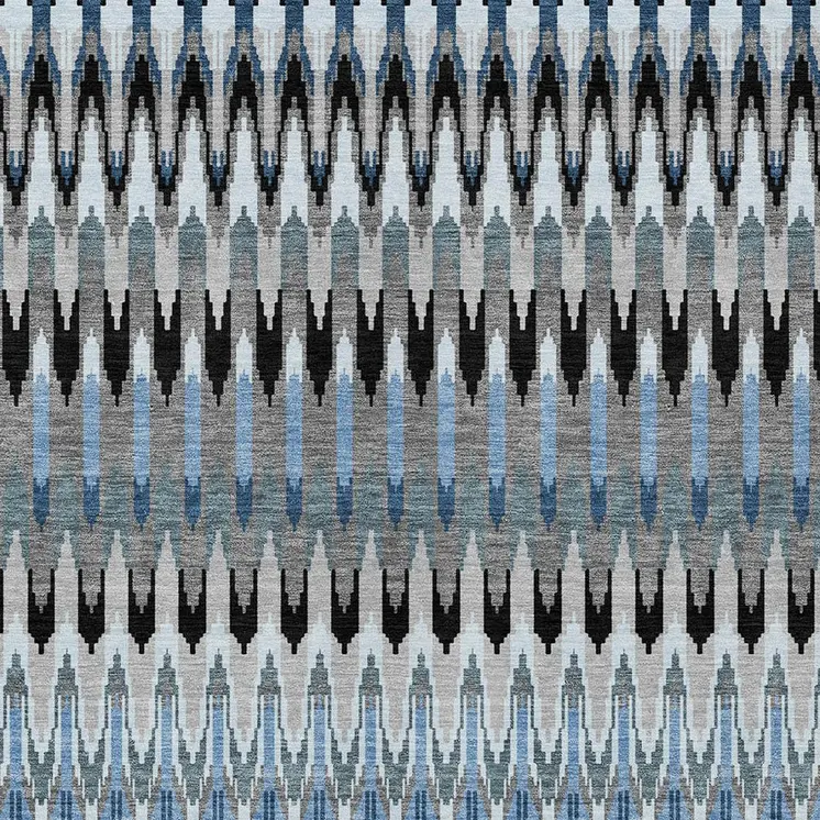 3' X 5' Gray Charcoal And Silver Southwestern Washable Indoor Outdoor Area Rug