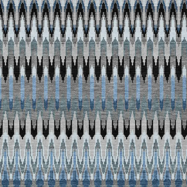 5' X 8' Gray Charcoal And Silver Southwestern Washable Indoor Outdoor Area Rug