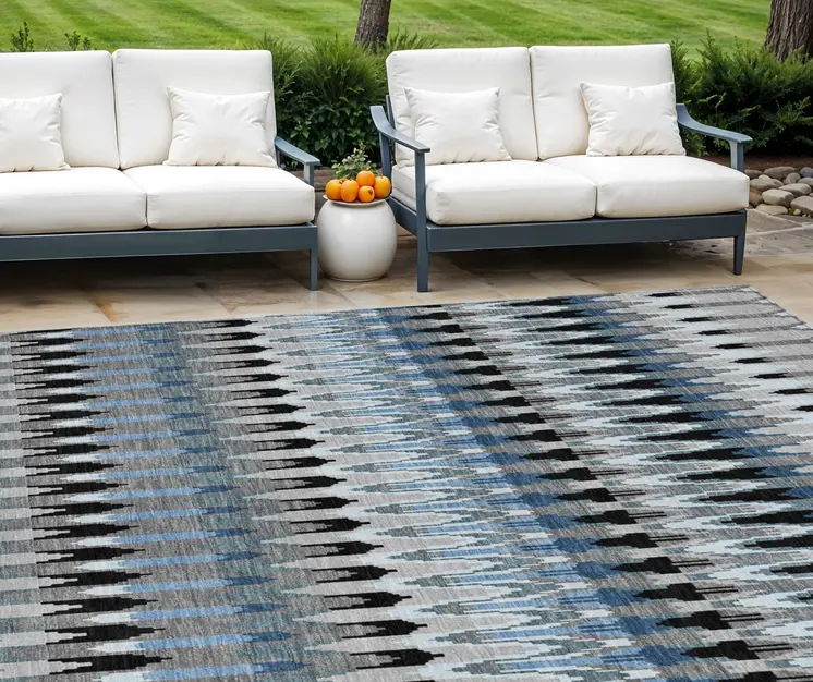 10' X 14' Gray Charcoal And Silver Southwestern Washable Indoor Outdoor Area Rug