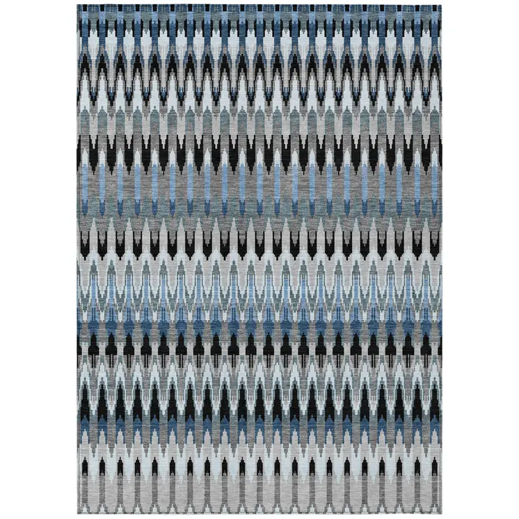 10' X 14' Gray Charcoal And Silver Southwestern Washable Indoor Outdoor Area Rug