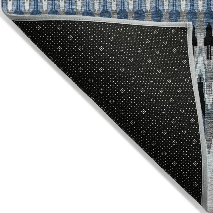 10' X 14' Gray Charcoal And Silver Southwestern Washable Indoor Outdoor Area Rug