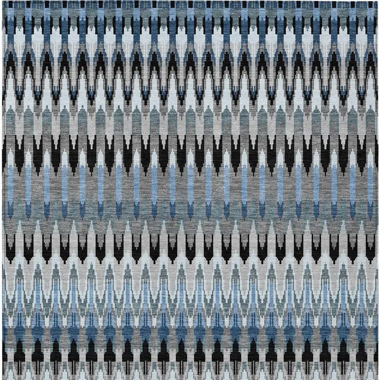 10' X 14' Gray Charcoal And Silver Southwestern Washable Indoor Outdoor Area Rug