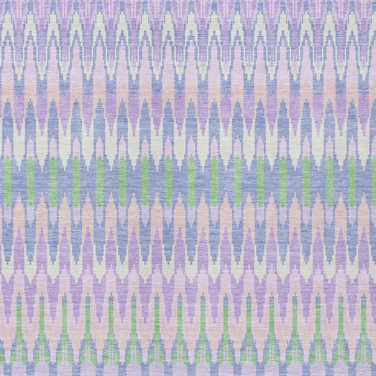 8' X 10' Lavender Pink And Lime Green Southwestern Washable Indoor Outdoor Area Rug
