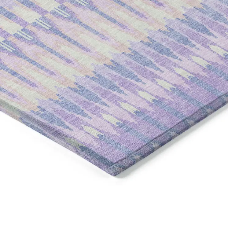 9' X 12' Lavender Pink And Lime Green Southwestern Washable Indoor Outdoor Area Rug