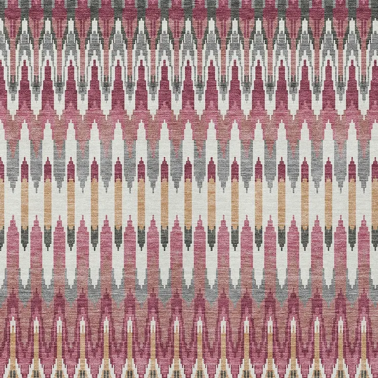 5' X 8' Mauve Merlot And Ivory Southwestern Washable Indoor Outdoor Area Rug
