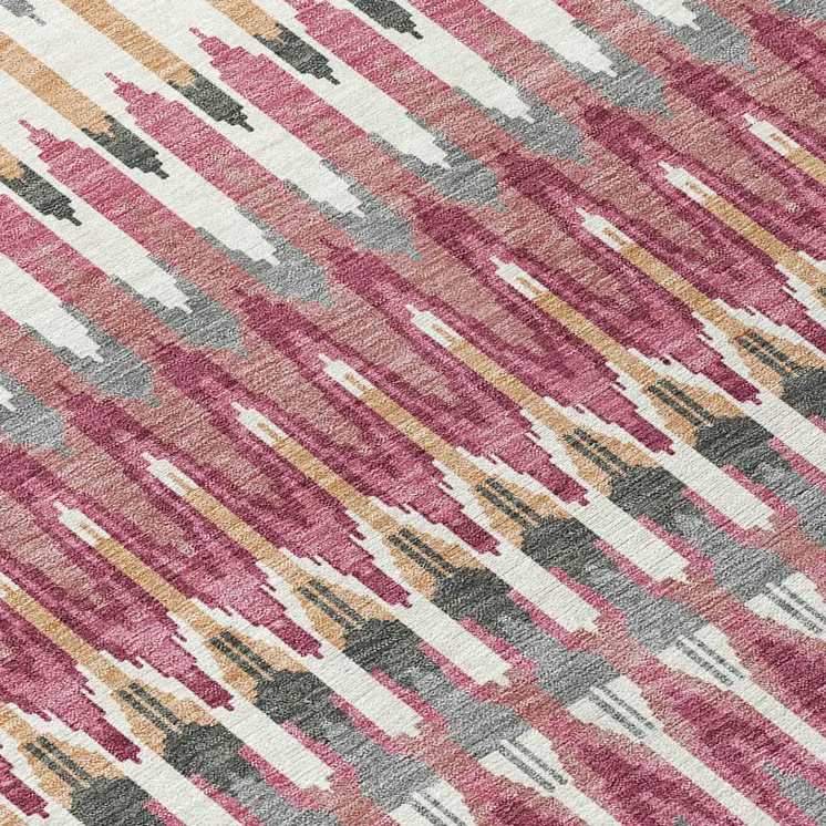5' X 8' Mauve Merlot And Ivory Southwestern Washable Indoor Outdoor Area Rug