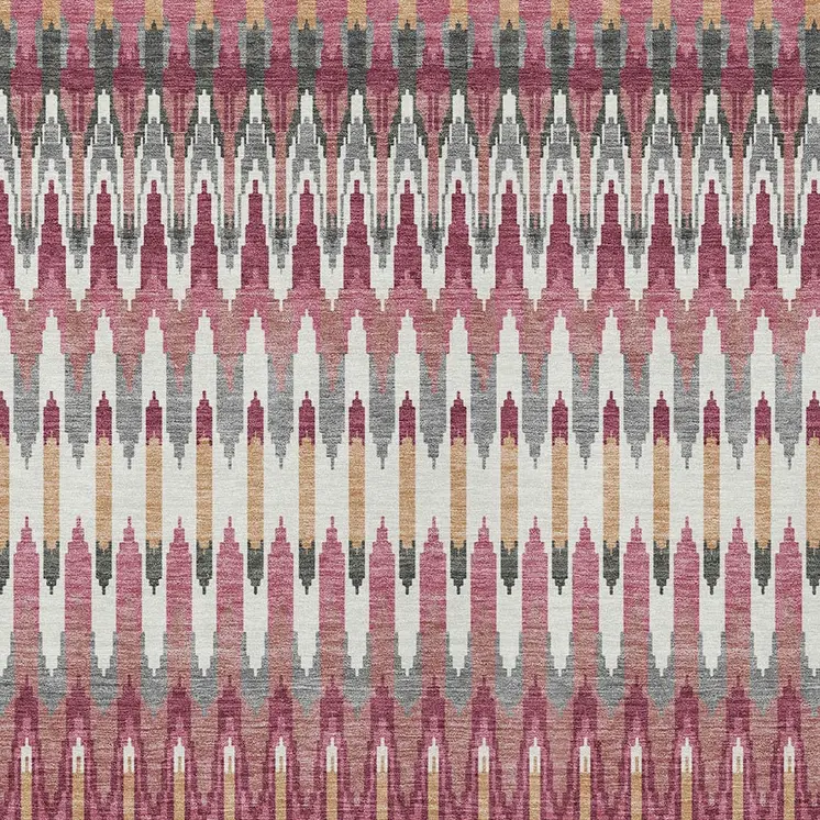 8' X 10' Mauve Merlot And Ivory Southwestern Washable Indoor Outdoor Area Rug