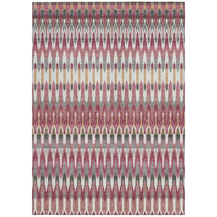 9' X 12' Mauve Merlot And Ivory Southwestern Washable Indoor Outdoor Area Rug
