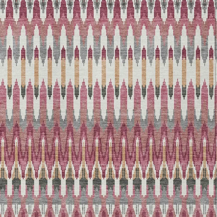 9' X 12' Mauve Merlot And Ivory Southwestern Washable Indoor Outdoor Area Rug