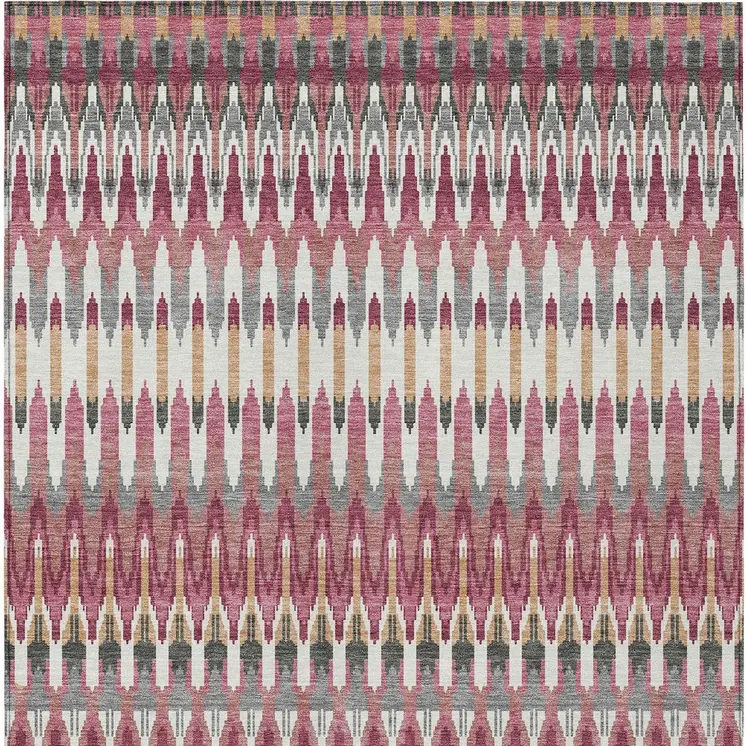 10' X 14' Mauve Merlot And Ivory Southwestern Washable Indoor Outdoor Area Rug