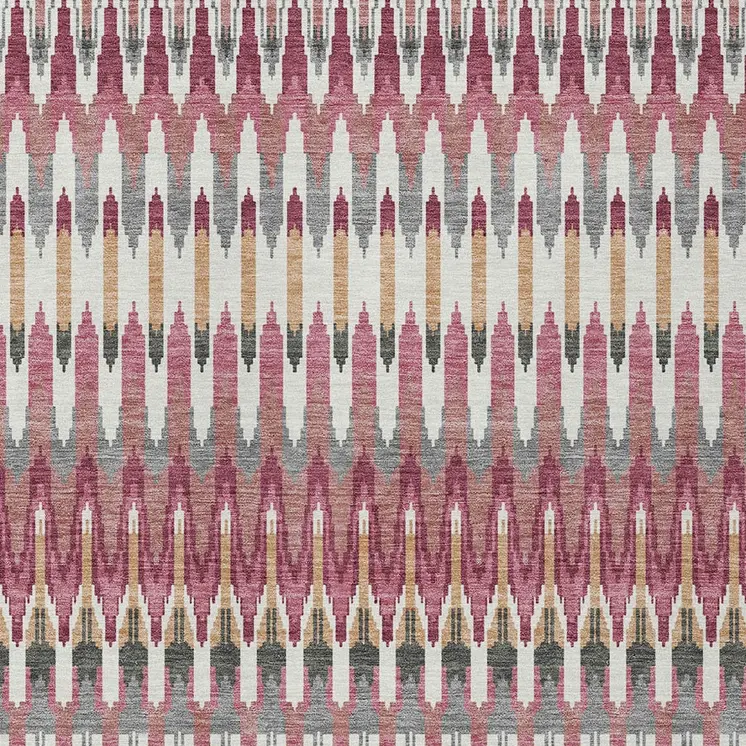 10' X 14' Mauve Merlot And Ivory Southwestern Washable Indoor Outdoor Area Rug
