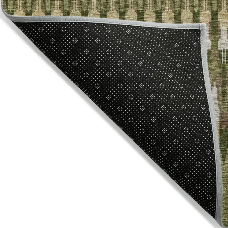 8' X 10' Olive Green Brown And Gold Southwestern Washable Indoor Outdoor Area Rug