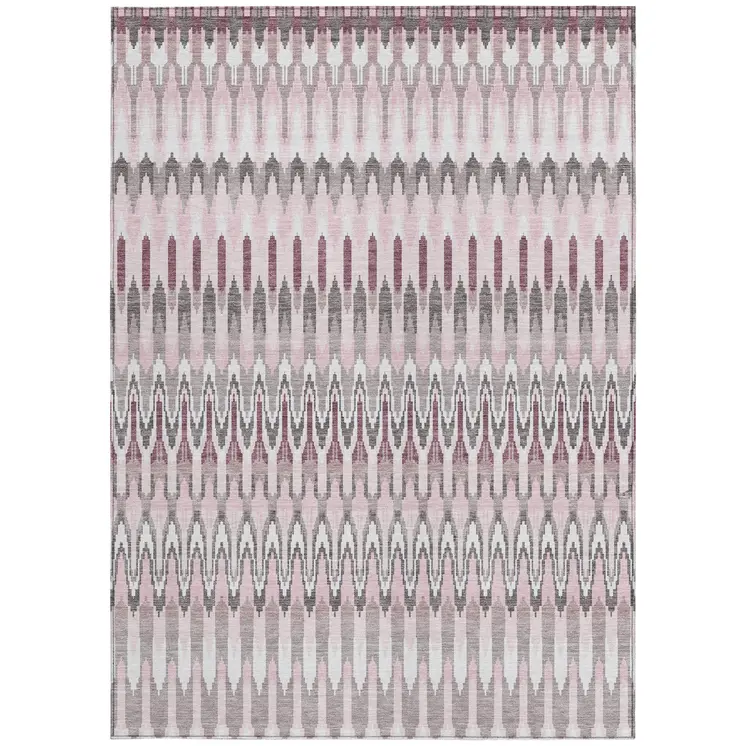 3' X 5' Pink Blush And Gray Southwestern Washable Indoor Outdoor Area Rug