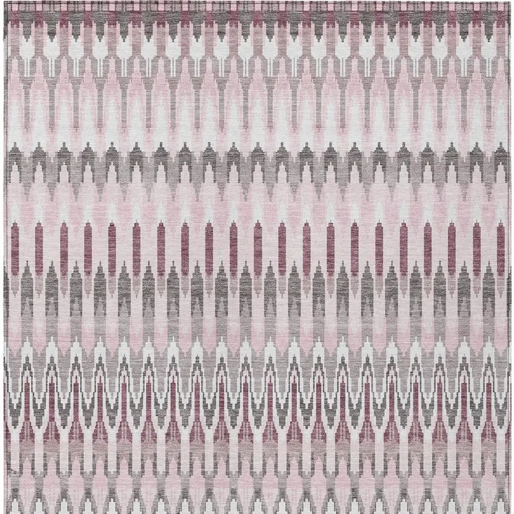 8' X 10' Pink Blush And Gray Southwestern Washable Indoor Outdoor Area Rug