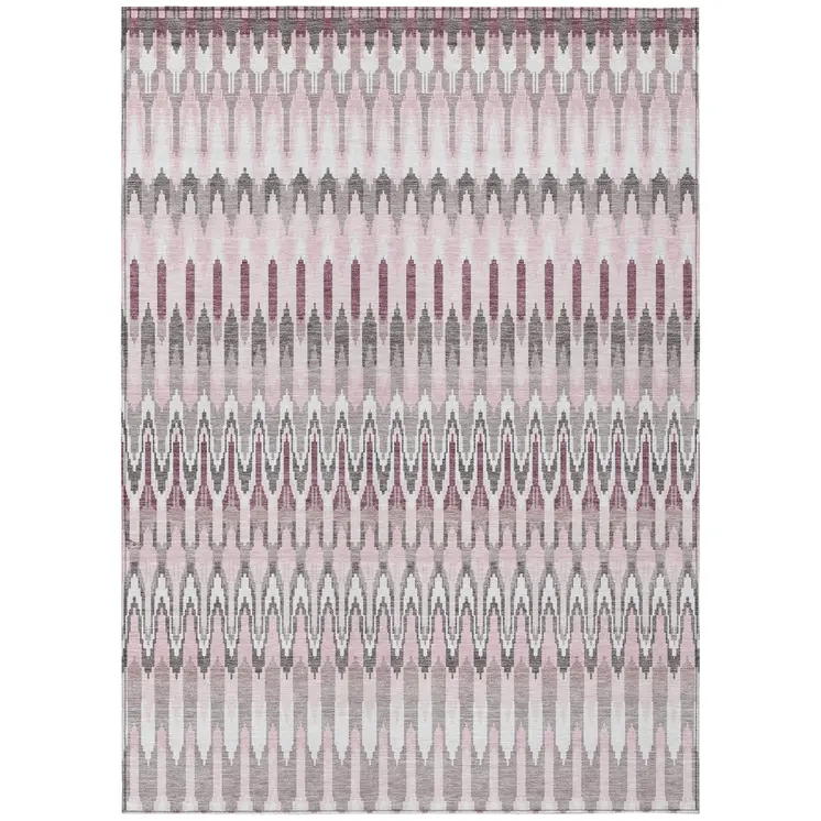 8' X 10' Pink Blush And Gray Southwestern Washable Indoor Outdoor Area Rug