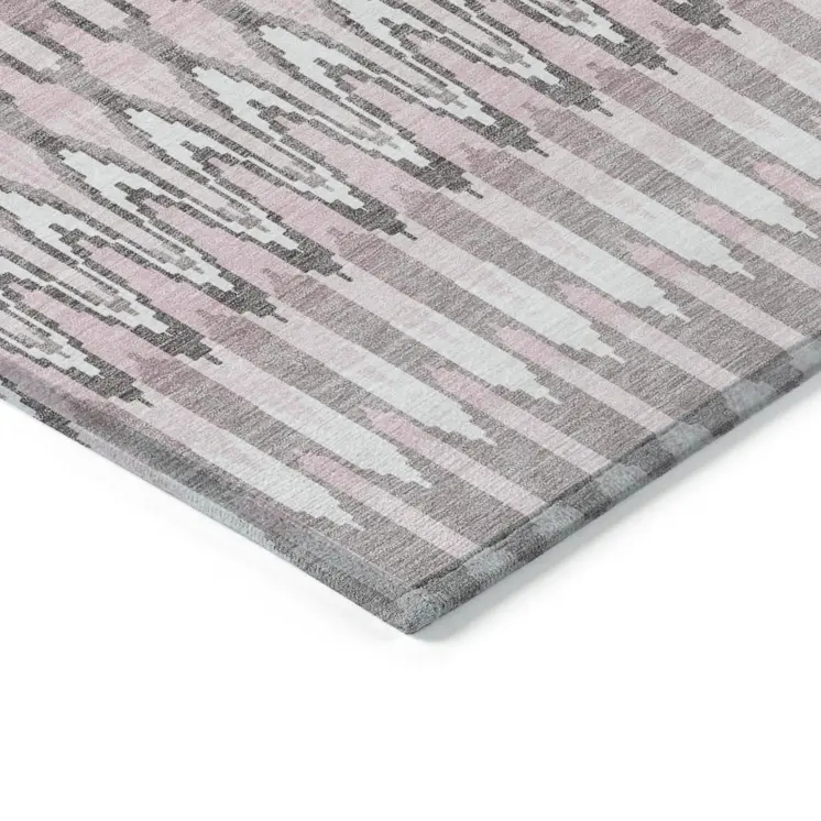 8' X 10' Pink Blush And Gray Southwestern Washable Indoor Outdoor Area Rug