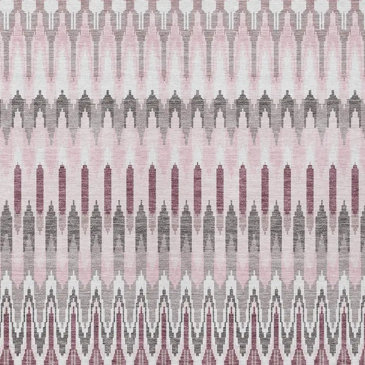 8' X 10' Pink Blush And Gray Southwestern Washable Indoor Outdoor Area Rug