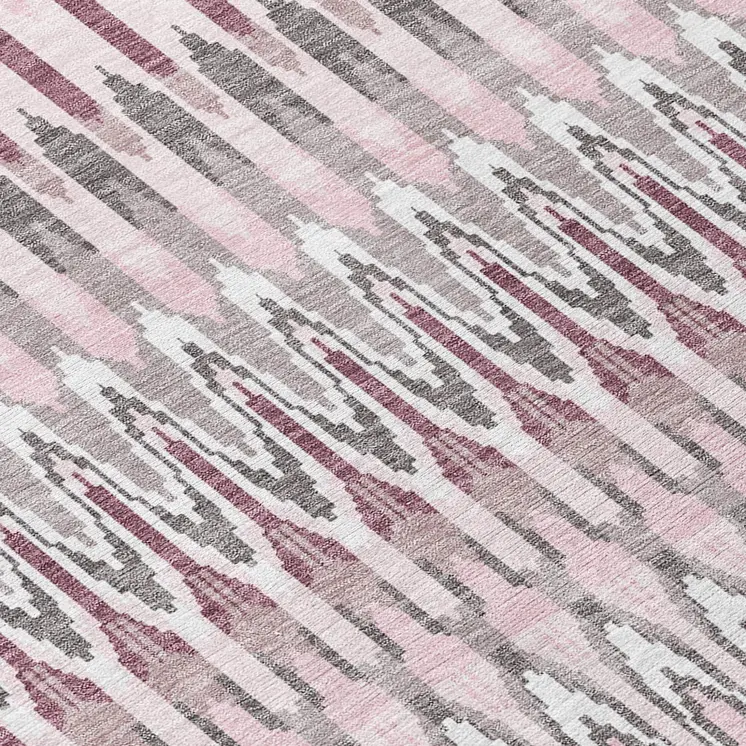 8' X 10' Pink Blush And Gray Southwestern Washable Indoor Outdoor Area Rug