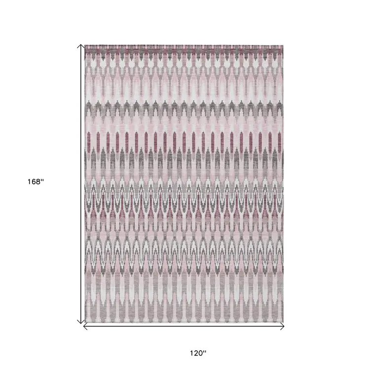 10' X 14' Pink Blush And Gray Southwestern Washable Indoor Outdoor Area Rug