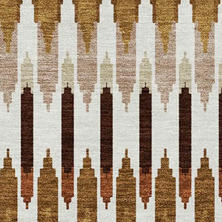 5' X 8' Terra Cotta Beige And Red Southwestern Washable Indoor Outdoor Area Rug