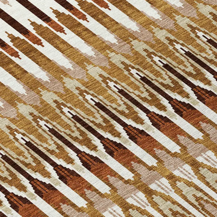 8' Terra Cotta Beige And Red Round Southwestern Washable Indoor Outdoor Area Rug