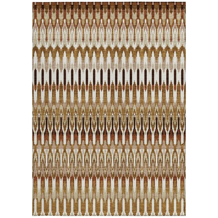 9' X 12' Terra Cotta Beige And Red Southwestern Washable Indoor Outdoor Area Rug