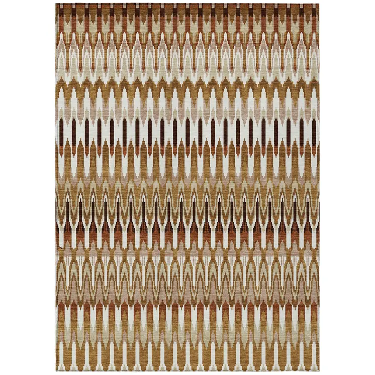 9' X 12' Terra Cotta Beige And Red Southwestern Washable Indoor Outdoor Area Rug