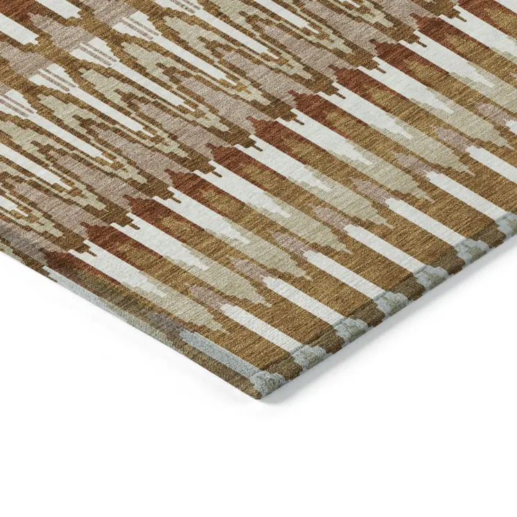 9' X 12' Terra Cotta Beige And Red Southwestern Washable Indoor Outdoor Area Rug