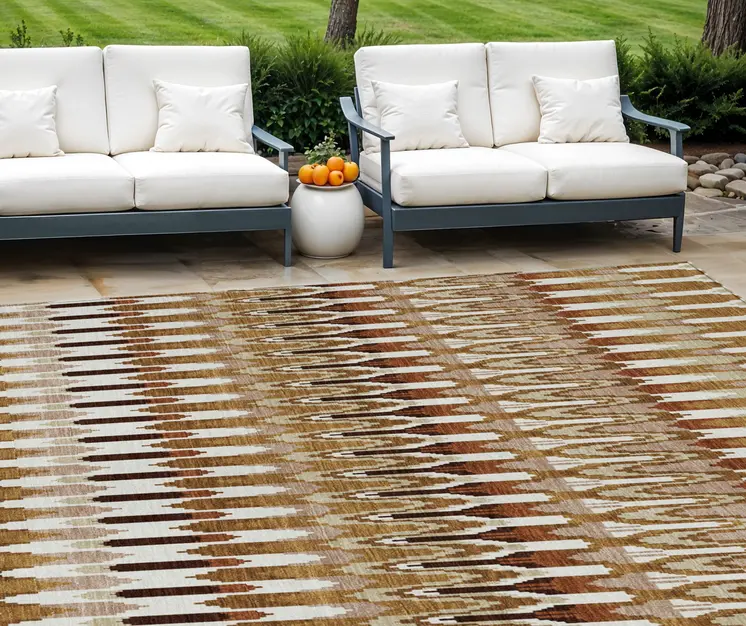 10' X 14' Terra Cotta Beige And Red Southwestern Washable Indoor Outdoor Area Rug