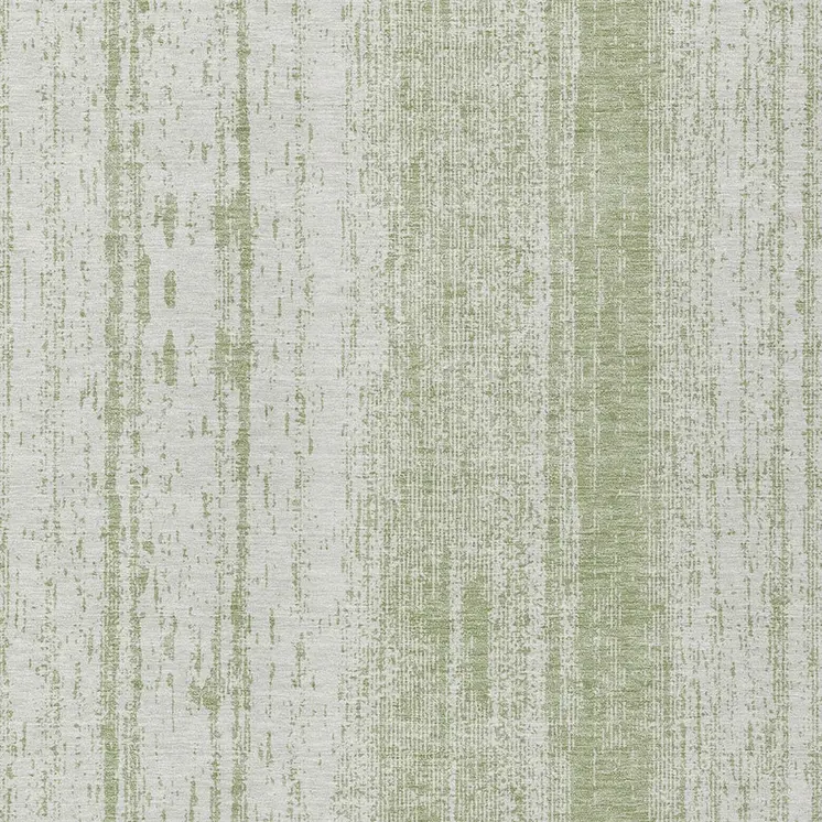 3' X 5' Artichoke Green And Ivory Striped Washable Indoor Outdoor Area Rug