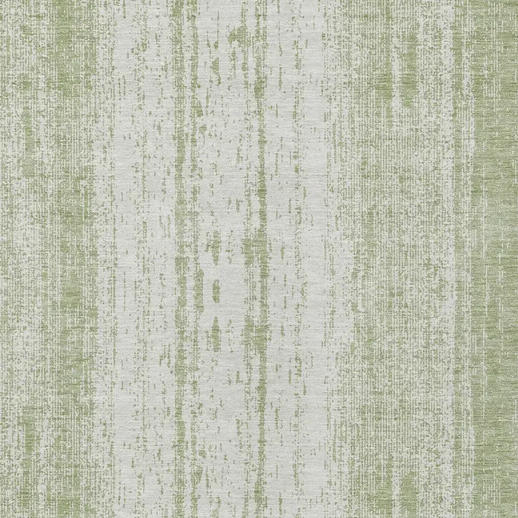 8' X 10' Artichoke Green And Ivory Striped Washable Indoor Outdoor Area Rug