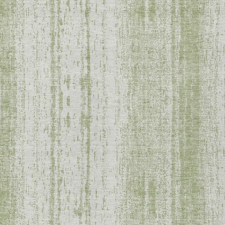 10' X 14' Artichoke Green And Ivory Striped Washable Indoor Outdoor Area Rug
