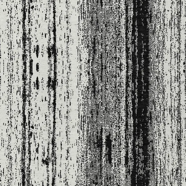 10' X 14' Black And Ivory Striped Washable Indoor Outdoor Area Rug