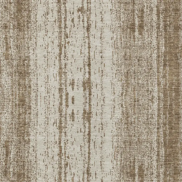 8' X 10' Brown And Ivory Striped Washable Indoor Outdoor Area Rug
