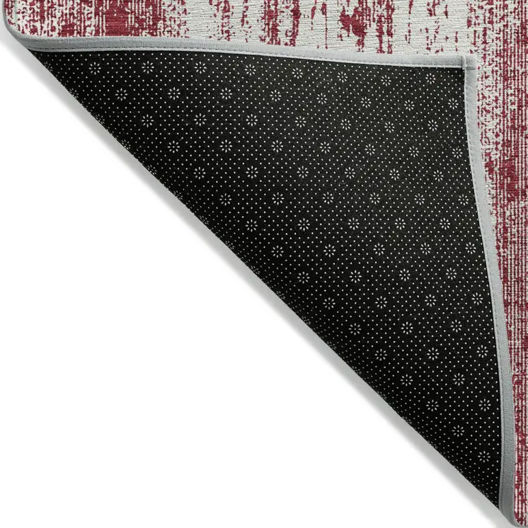 5' X 8' Merlot And Ivory Striped Washable Indoor Outdoor Area Rug
