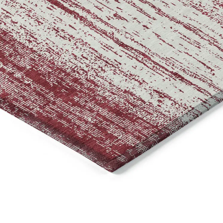 5' X 8' Merlot And Ivory Striped Washable Indoor Outdoor Area Rug