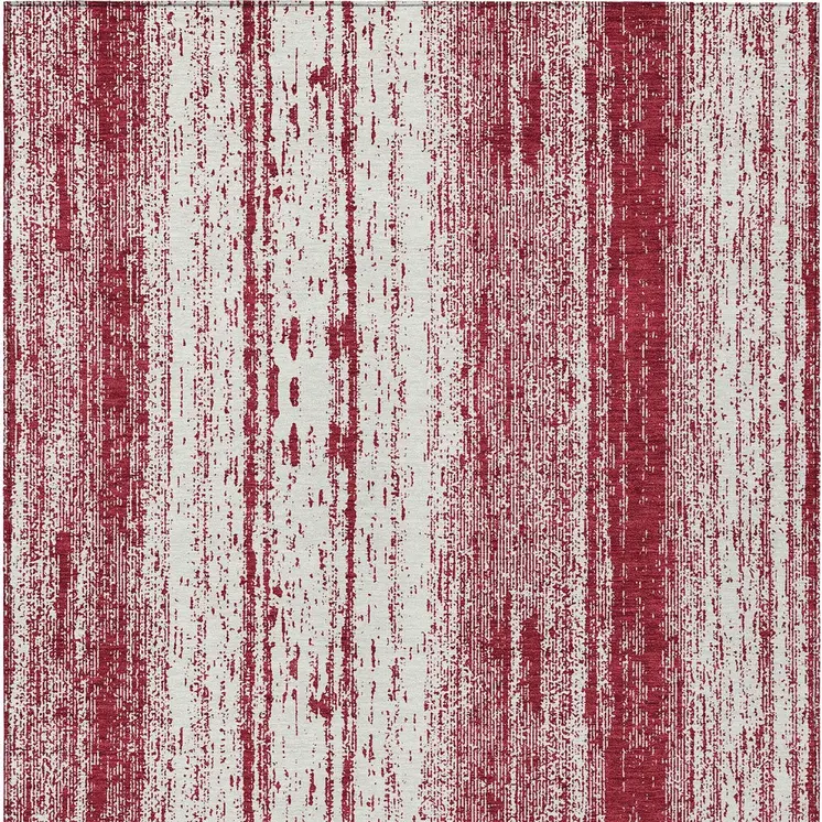 10' X 14' Merlot And Ivory Striped Washable Indoor Outdoor Area Rug
