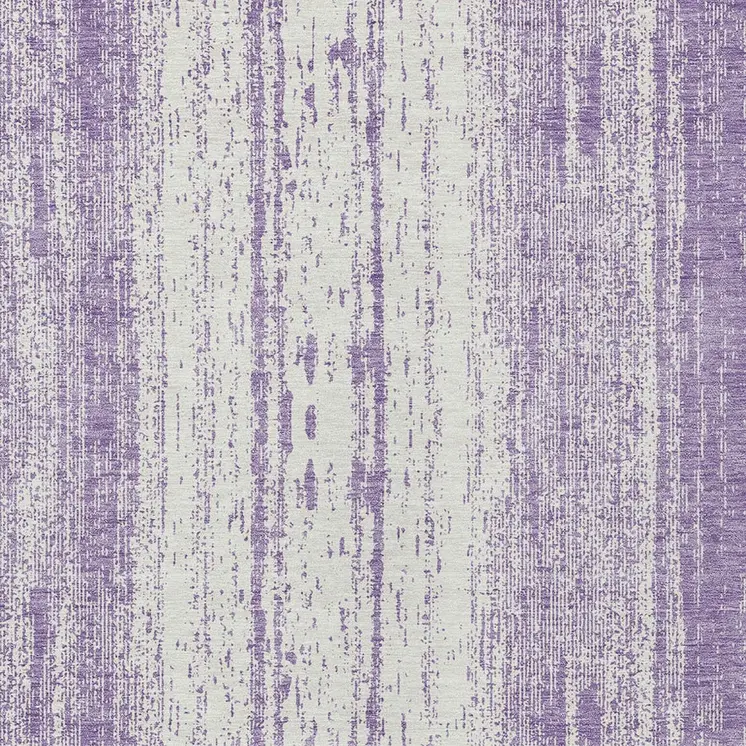 3' X 5' Purple And Ivory Striped Washable Indoor Outdoor Area Rug