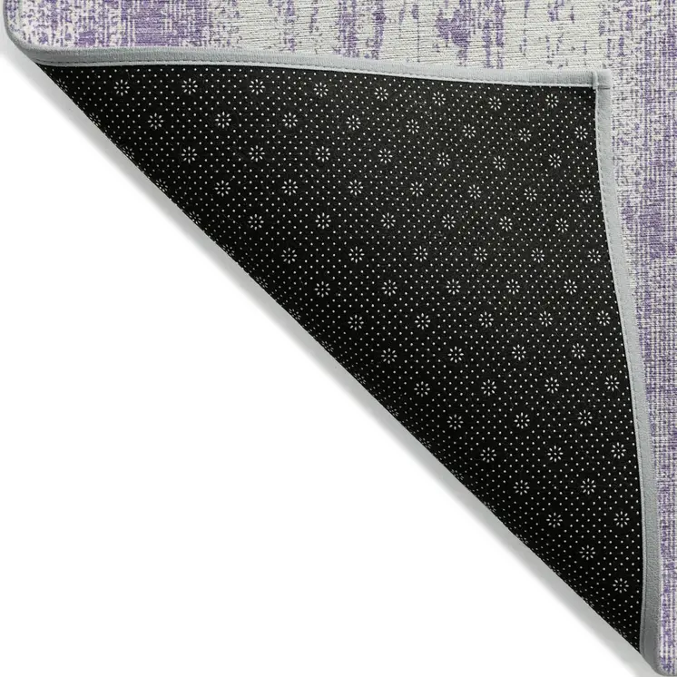 10' X 14' Purple And Ivory Striped Washable Indoor Outdoor Area Rug
