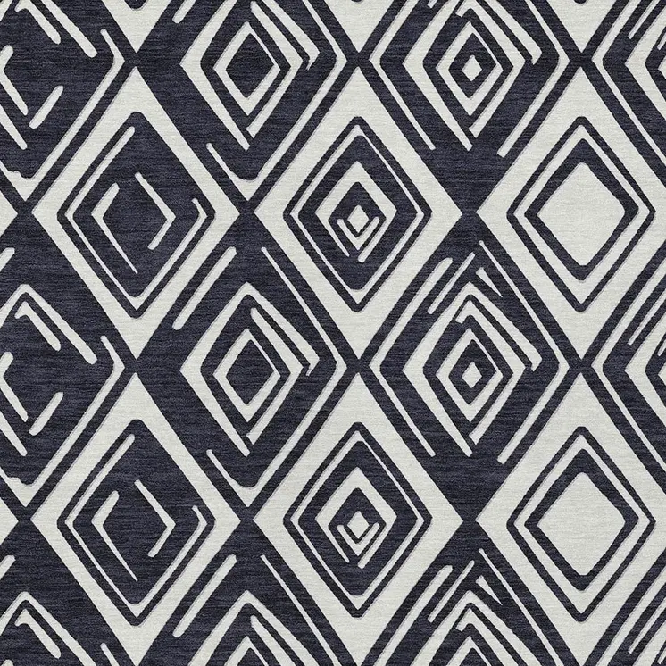 3' X 5' Black And Ivory Geometric Washable Indoor Outdoor Area Rug