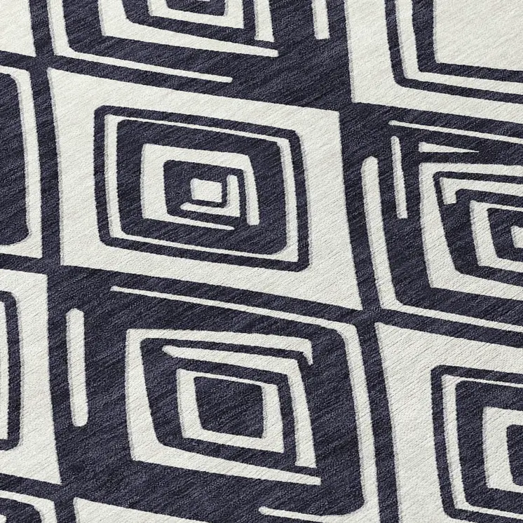 8' X 10' Black And Ivory Geometric Washable Indoor Outdoor Area Rug